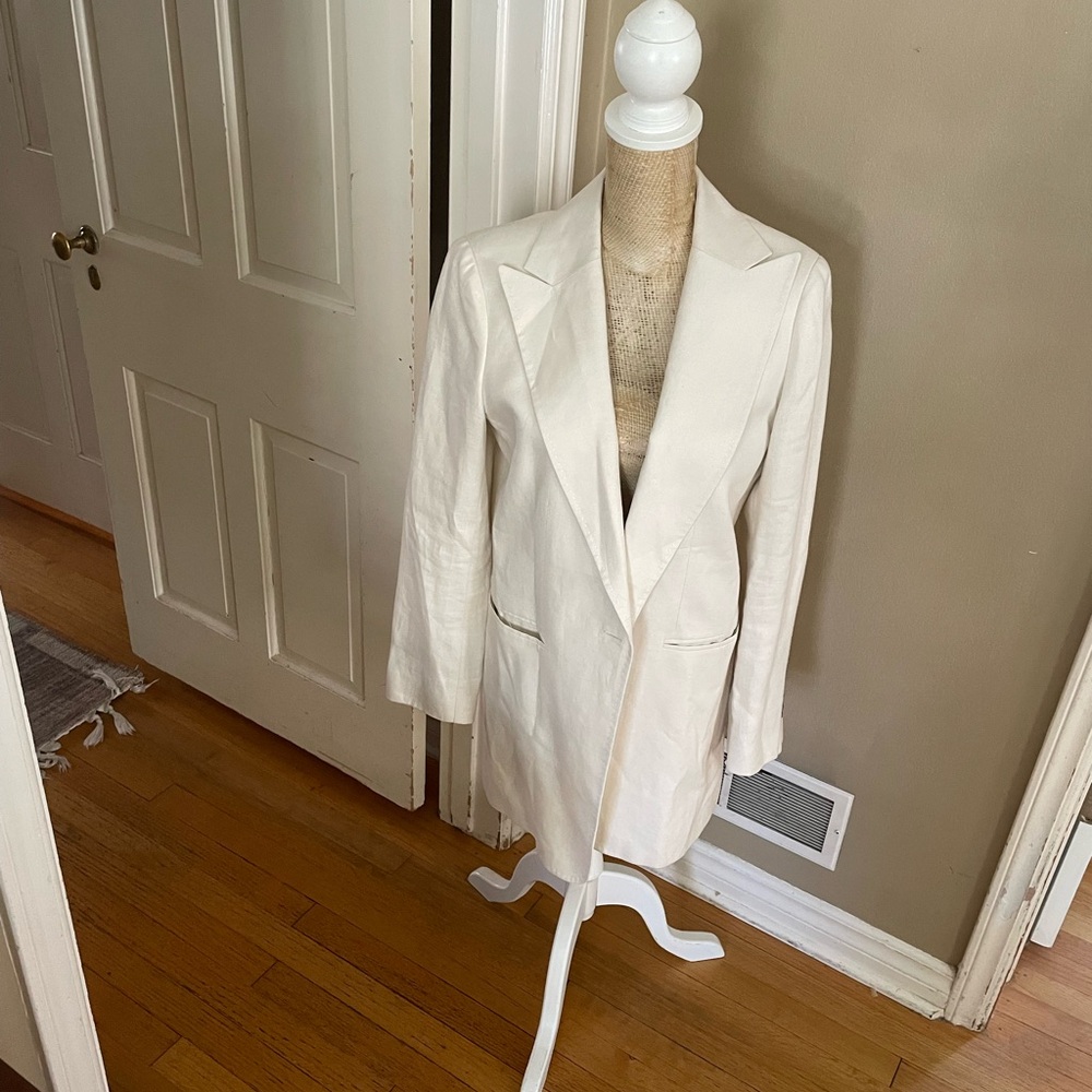 Lafayette 148 cream mid length blazer